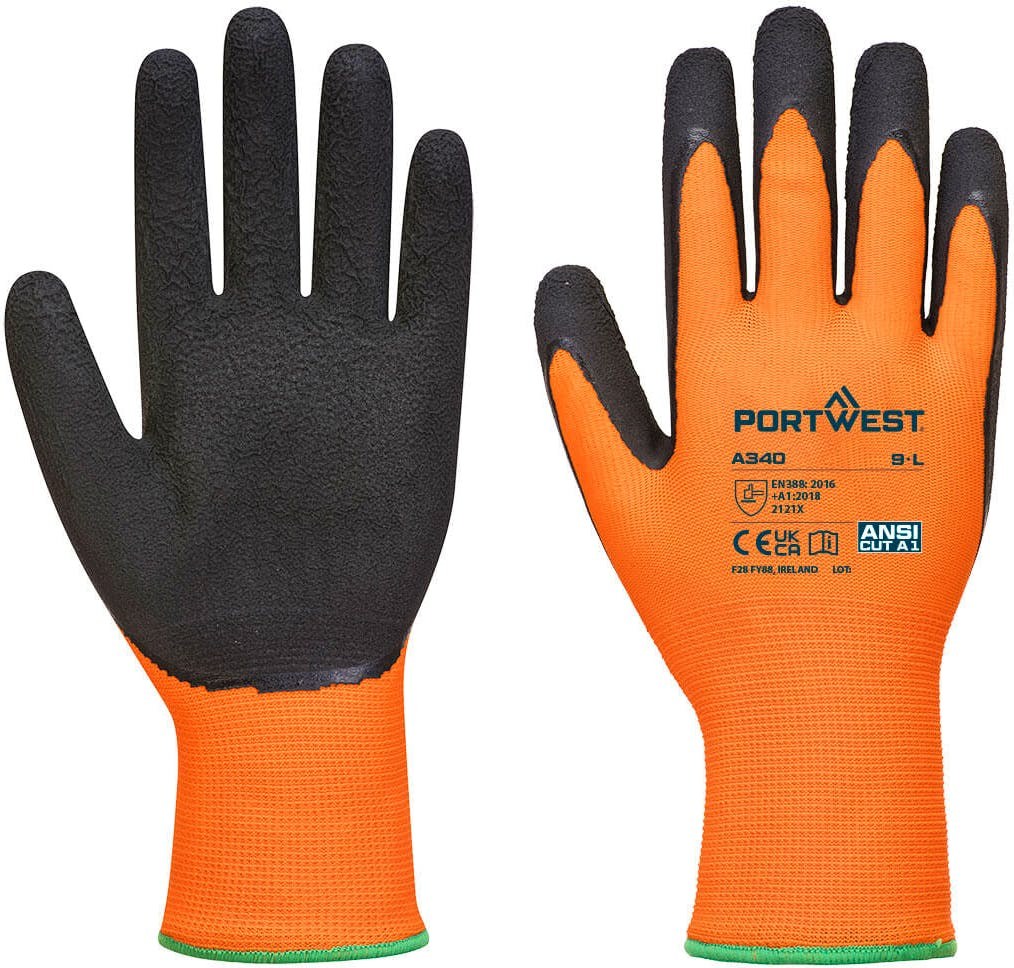 Portwest A340 Hi-Vis Grip Glove - Latex