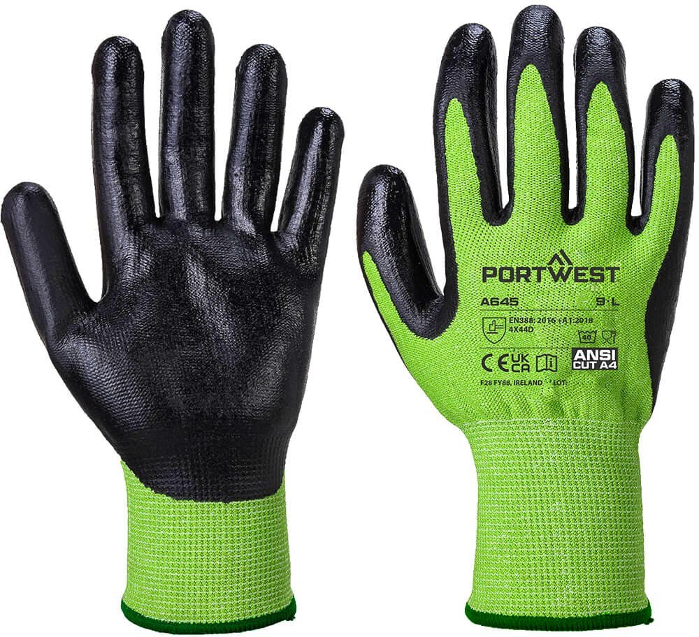 Portwest A645 Green Cut Glove - Nitrile Foam