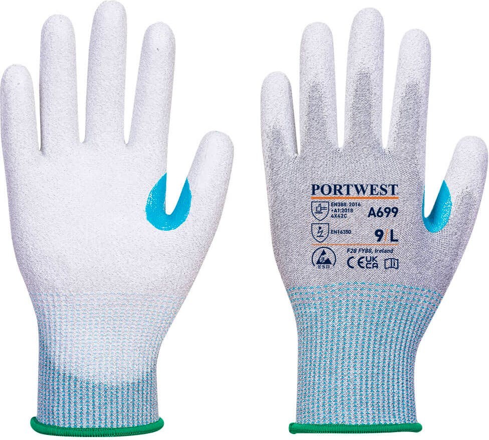 Portwest A699 MR13 ESD PU Palm Glove (Pk12)