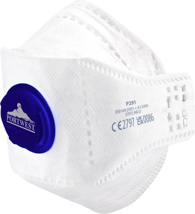 Portwest P291 EAGLE FFP2 Valved Dolomite Fold Flat Respirator (Pk10)