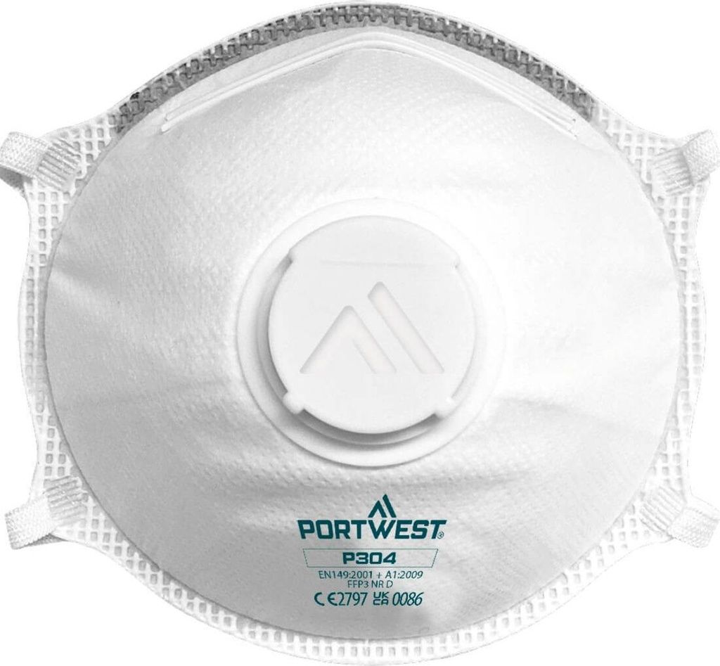 Portwest P304 FFP3 Valved Dolomite Light Cup Respirator (Pk10)