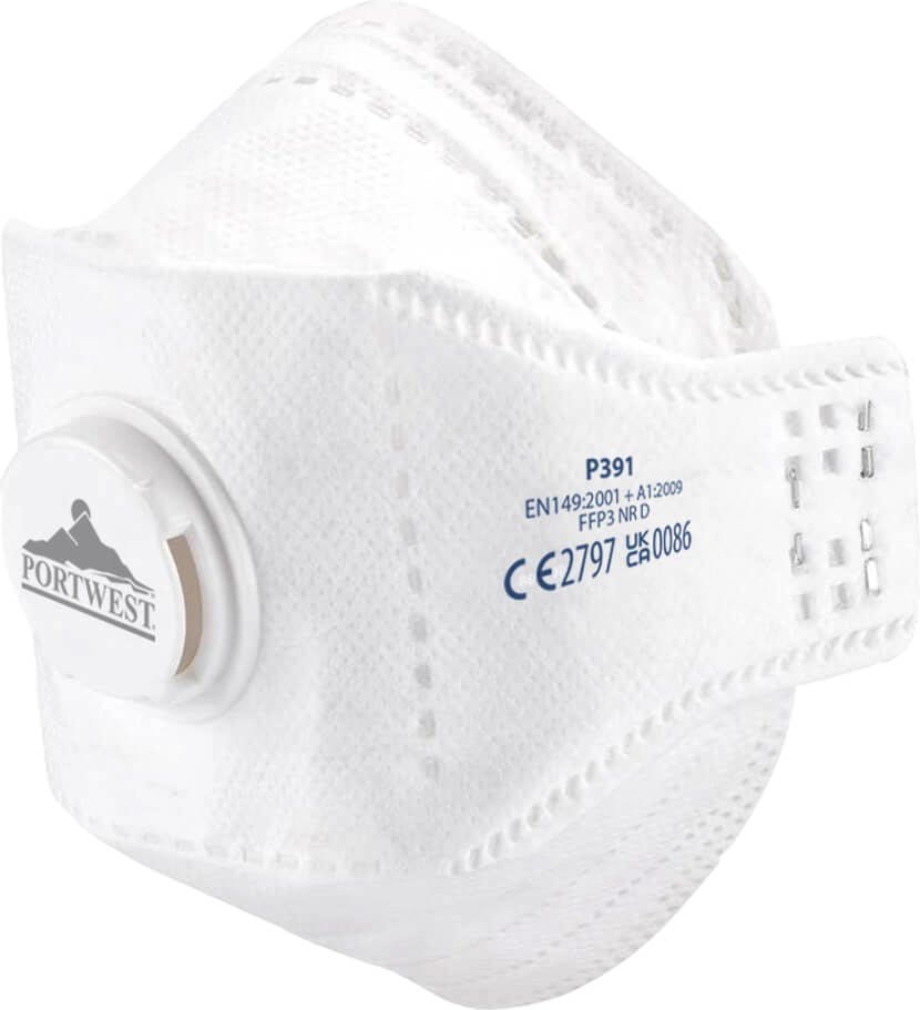 Portwest P391 EAGLE FFP3 Valved Dolomite Fold Flat Respirator (Pk10)